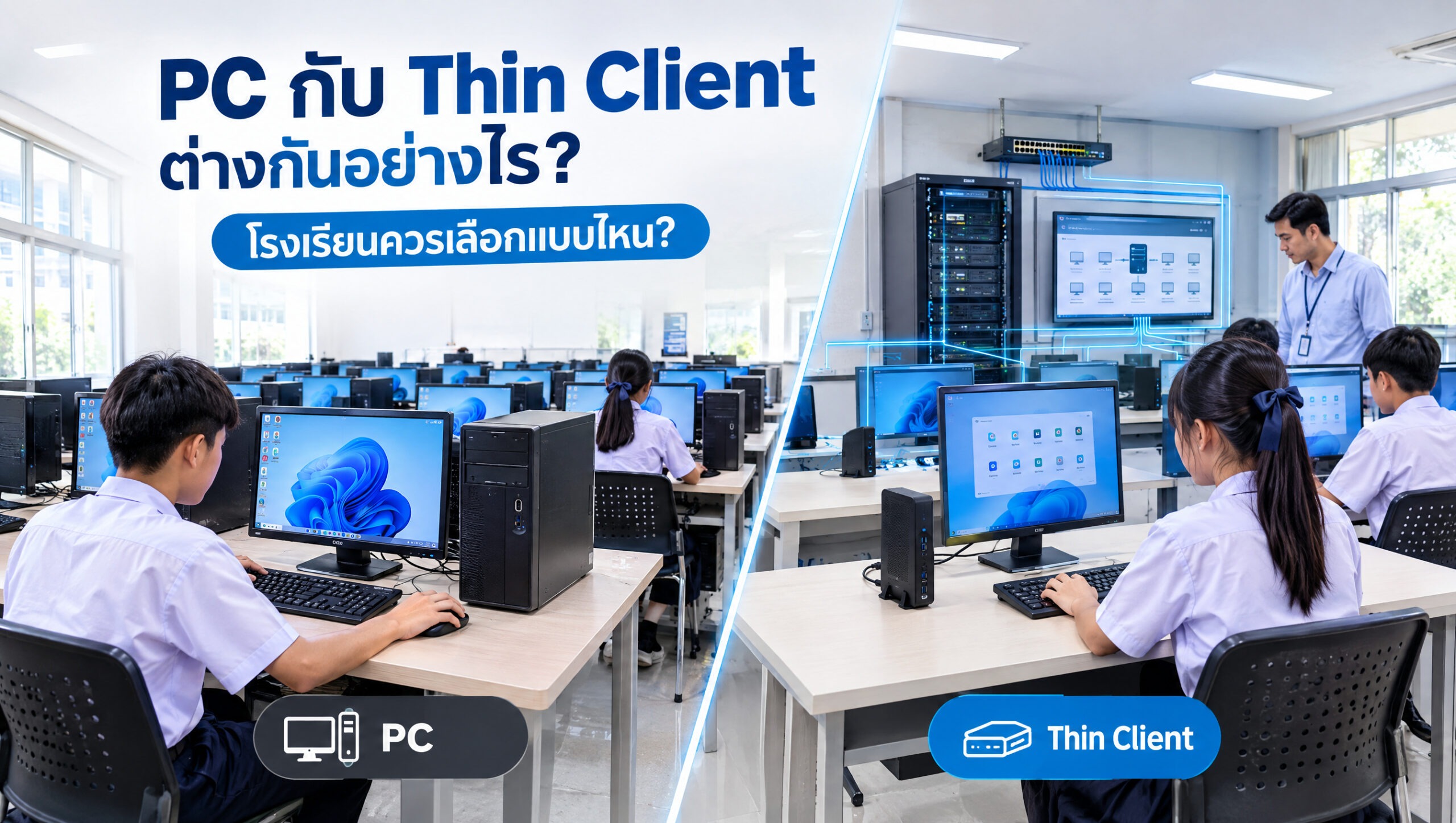 PC กับ Thin Client ต่างกันอย่างไร? โรงเรียนควรเลือกแบบไหน?