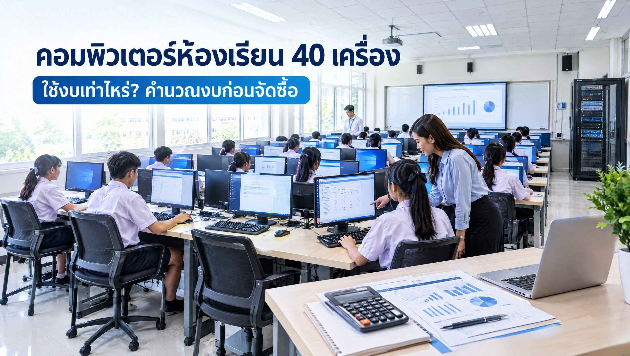คอมพิวเตอร์ห้องเรียน 40 เครื่อง ใช้งบเท่าไหร่? คำนวณงบก่อนจัดซื้อ