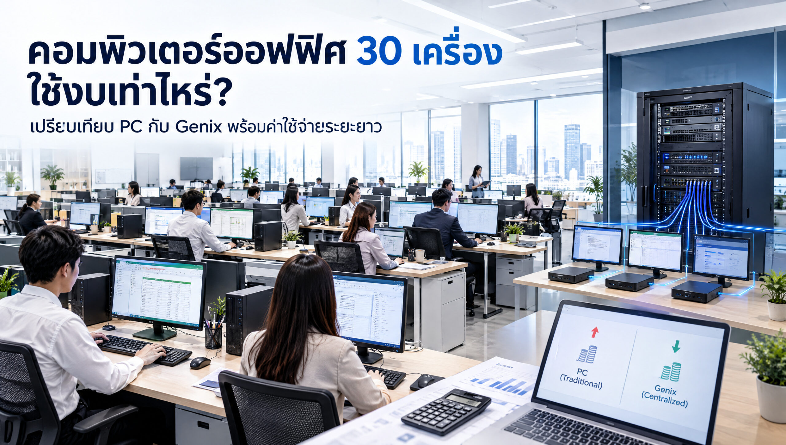 คอมพิวเตอร์ออฟฟิศ 30 เครื่อง ใช้งบเท่าไหร่? เปรียบเทียบ PC กับ Genix